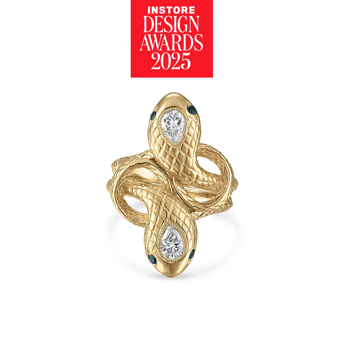 Ornata Ophidia Pear Duo Stacked Ring