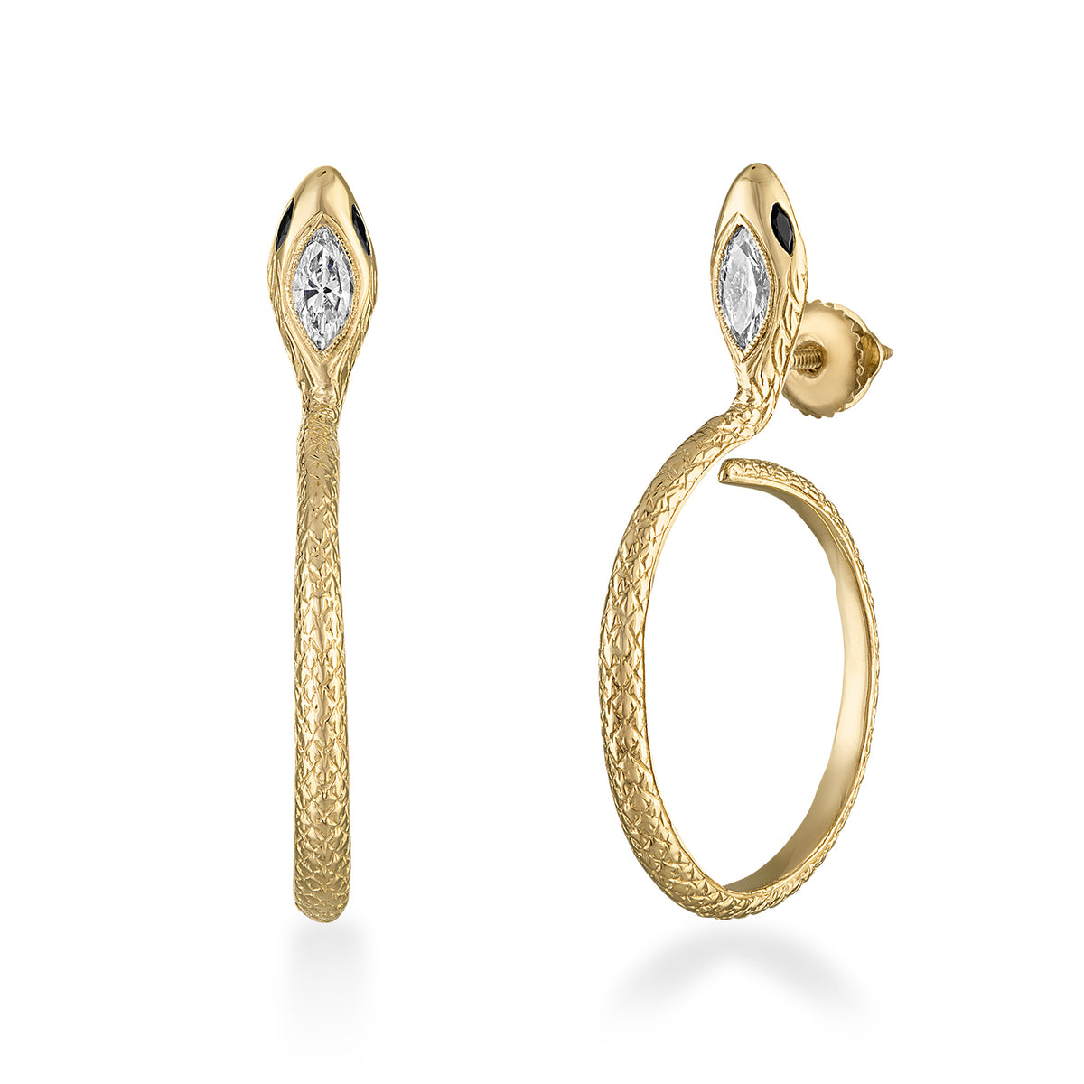 Aqua Serpentes Diamond Hoops