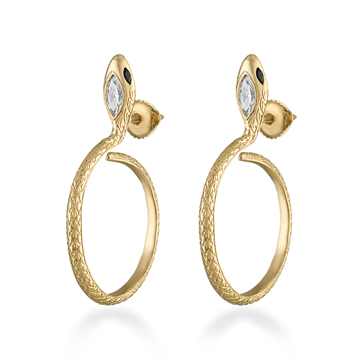 Aqua Serpentes Diamond Hoops